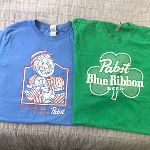 2 Pabst Blue Ribbon mens t-shirts